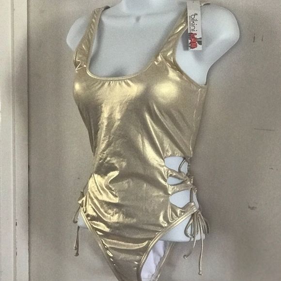 Bikini Lab Metallic light Golden Swimsuit - Picture 1 of 11